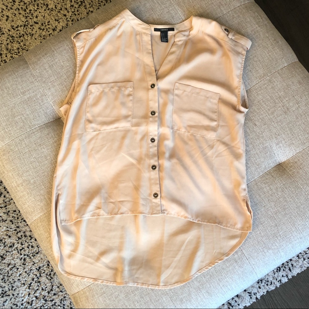 Tan High-Low Blouse - Picture 3 of 6